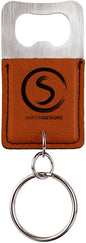 Rectangle Rawhide Laserable Leatherette Bottle Opener Keychain (Sold by Case of 25)