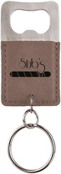 Rectangle Gray Laserable Leatherette Bottle Opener Keychain (Sold by Case of 25)