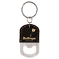 Oval Black/Gold Laserable Leatherette Bottle Opener Keychain (Sold by Case of 25)
