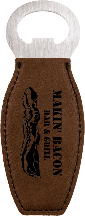 Dark Brown Laserable Leatherette Bottle Opener with Magnet (Sold by Case of 10)