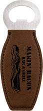 Dark Brown Laserable Leatherette Bottle Opener with Magnet (Sold by Case of 10)