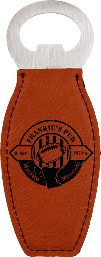 Rawhide Laserable Leatherette Bottle Opener with Magnet (Sold by Case of 10)
