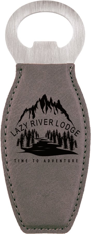 Gray Laserable Leatherette Bottle Opener with Magnet (Sold by Case of 10)