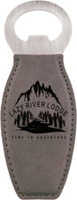 Gray Laserable Leatherette Bottle Opener with Magnet (Sold by Case of 10)