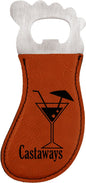 Rawhide Laserable Leatherette Foot Shaped Bottle Opener with Magnet (Sold by Case of 10)