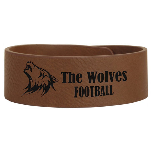9 1/2" x 1" Dark Brown Laserable Leatherette Cuff Bracelet (Sold by Case of 10)