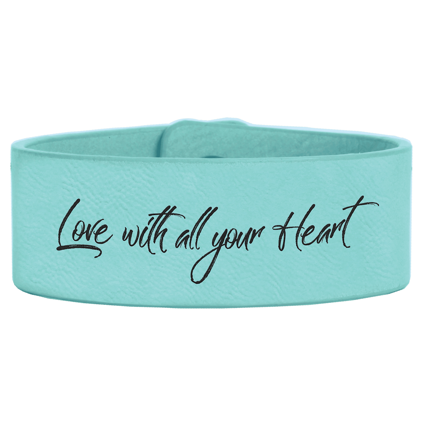 9 1/2" x 1" Teal Laserable Leatherette Cuff Bracelet (Sold by Case of 10)