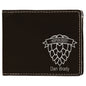 4 1/2" x 3 1/2" Black/Silver Laserable Leatherette Bifold Wallet (Sold by Case of 10)