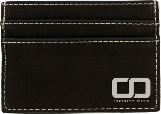 4" x 2 3/4" Black/Silver Laserable Leatherette Wallet Clip (Sold by Case of 10)