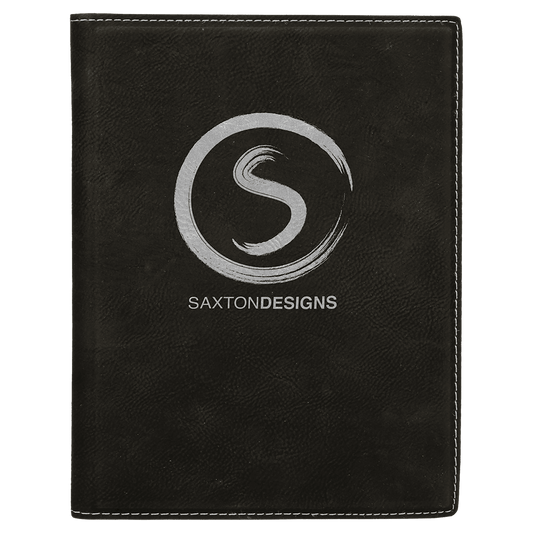 7" x 9" Black/Silver Laserable Leatherette Small Portfolio with Notepad (Sold by Case of 4)