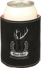 3 3/4" Black/Silver Laserable Leatherette Beverage Holder (Sold by Case of 25)