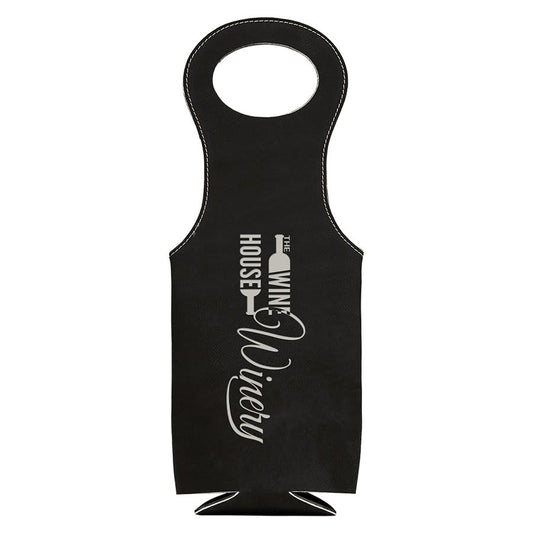 Black/Silver Laserable Leatherette Wine Bag (Sold by Case of 10)
