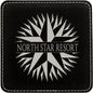 4" x 4" Square Black/Silver Laserable Leatherette Coaster (Sold by Case of 6)