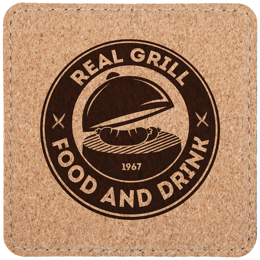 4" x 4" Square Cork Coaster with Stitching (Sold by Case of 6)