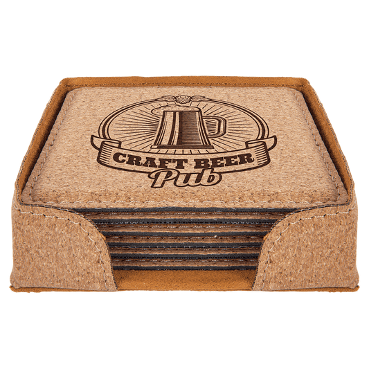 4" x 4" Square Cork 6-Coaster Set (Sold by Case of 4)