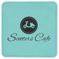 4" x 4" Square Teal Laserable Leatherette Coaster (Sold by Case of 6)