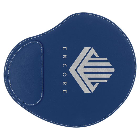 9" x 10 1/4" Blue/Silver Laserable Leatherette Mouse Pad (Sold by Case of 6)