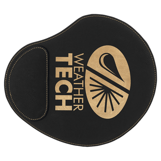 9" x 10 1/4" Black/Gold Laserable Leatherette Mouse Pad (Sold by Case of 6)