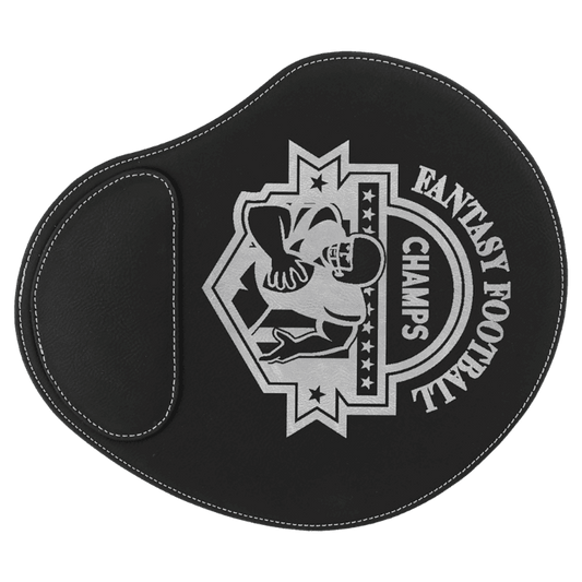 9" x 10 1/4" Black/Silver Laserable Leatherette Mouse Pad (Sold by Case of 6)