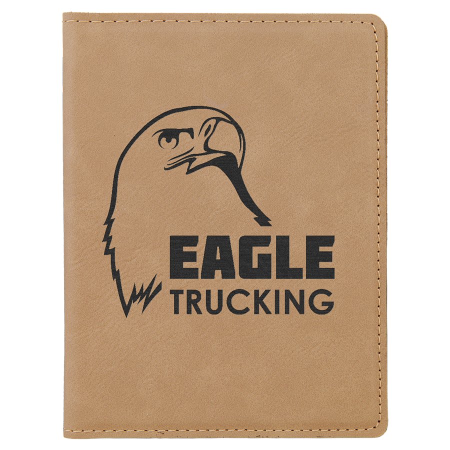 4 1/4" x 5 1/2" Light Brown Laserable Leatherette Passport Holder (Sold by Case of 6)