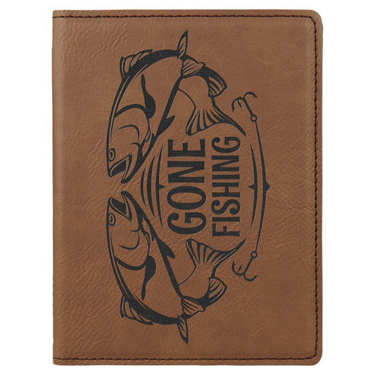 4 1/4" x 5 1/2" Dark Brown Laserable Leatherette Passport Holder (Sold by Case of 6)