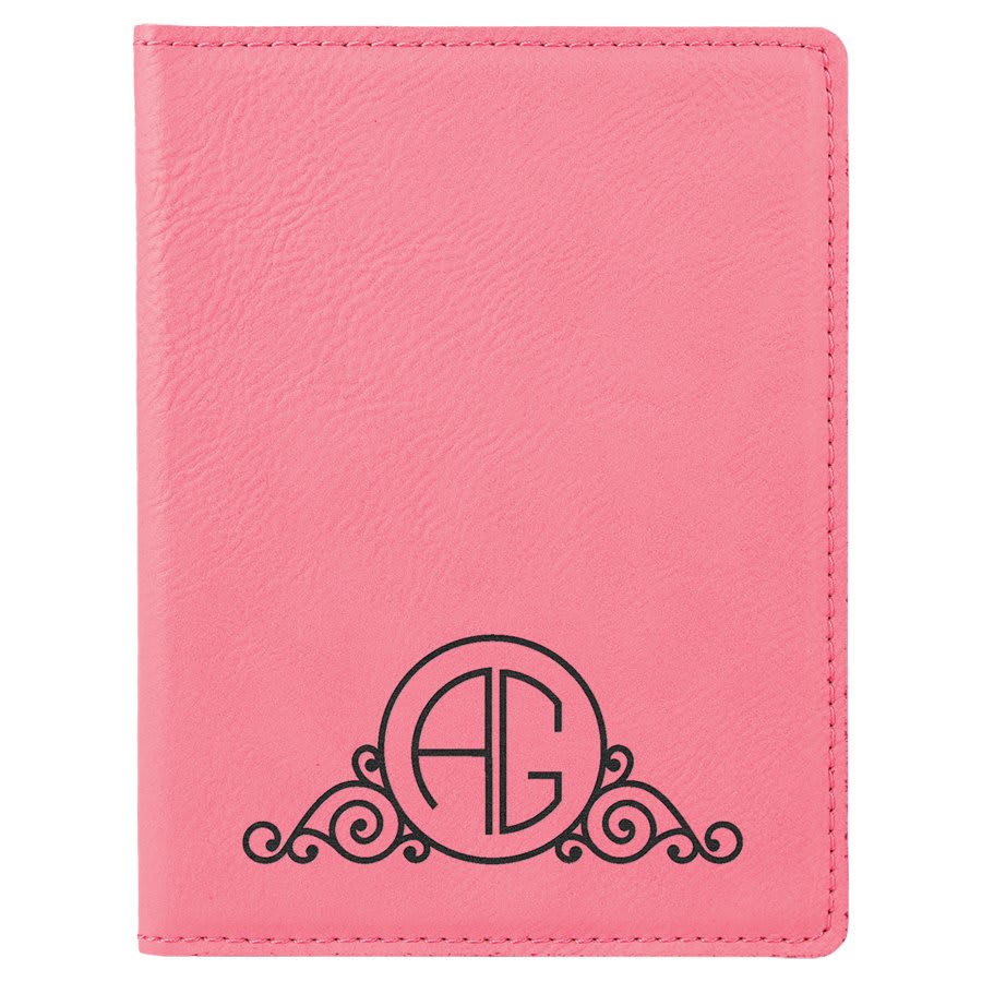 4 1/4" x 5 1/2" Pink Laserable Leatherette Passport Holder (Sold by Case of 6)