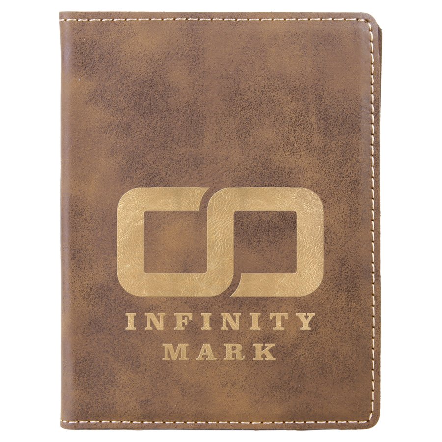 4 1/4" x 5 1/2" Rustic/Gold Laserable Leatherette Passport Holder (Sold by Case of 6)