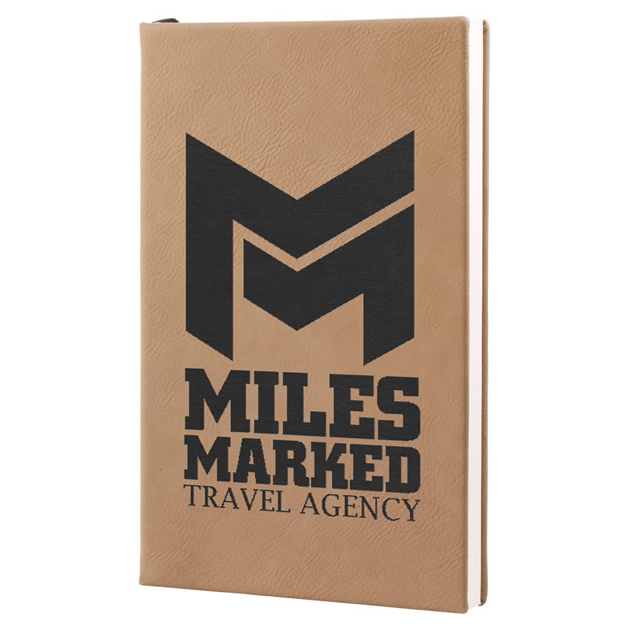 5 1/4" x 8 1/4" Light Brown Laserable Leatherette Journal with Lined Notepad (Sold by Case of 4)