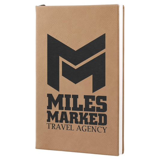 5 1/4" x 8 1/4" Light Brown Laserable Leatherette Journal with Lined Notepad (Sold by Case of 4)