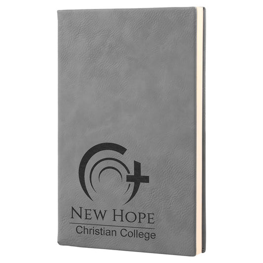 5 1/4" x 8 1/4" Gray Laserable Leatherette Journal with Lined Notepad (Sold by Case of 4)