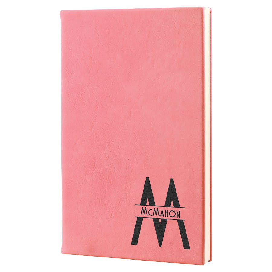 5 1/4" x 8 1/4" Pink Laserable Leatherette Journal with Lined Notepad (Sold by Case of 4)