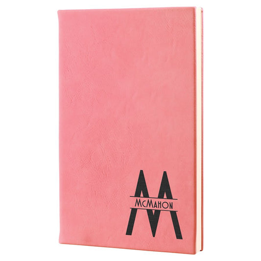 5 1/4" x 8 1/4" Pink Laserable Leatherette Journal with Lined Notepad (Sold by Case of 4)