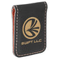 1 3/4" x 2 1/2" Black/Gold Laserable Leatherette Money Clip (Sold by Case of 10)