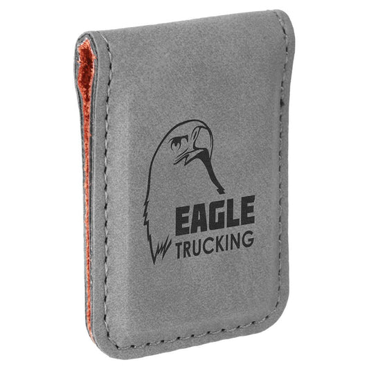1 3/4" x 2 1/2" Gray Laserable Leatherette Money Clip (Sold by Case of 10)