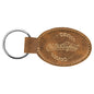 3" x 1 3/4" Rustic/Gold Laserable Leatherette Oval Keychain (Sold by Case of 50)
