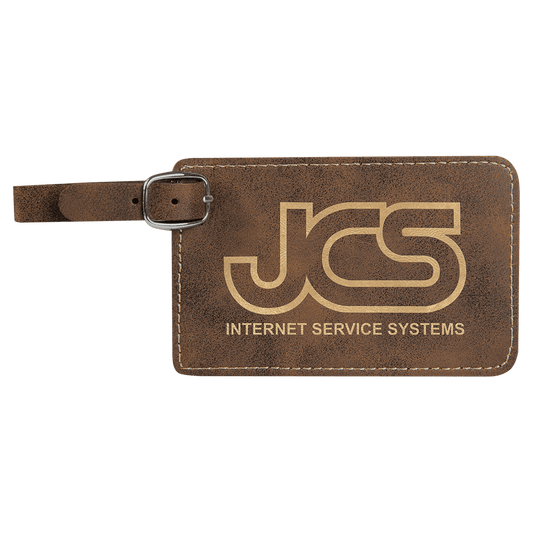 4 1/4" x 2 3/4" Rustic/Gold Laserable Leatherette Luggage Tag (Sold by Case of 10)