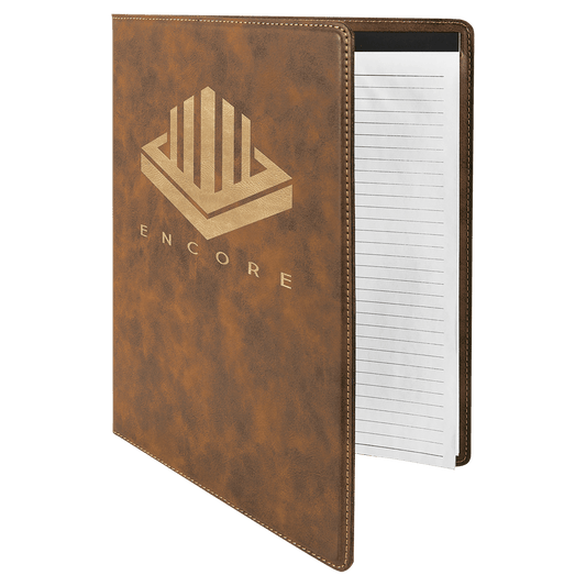 9 1/2" x 12" Rustic/Gold Laserable Leatherette Portfolio with Notepad (Sold by Case of 4)