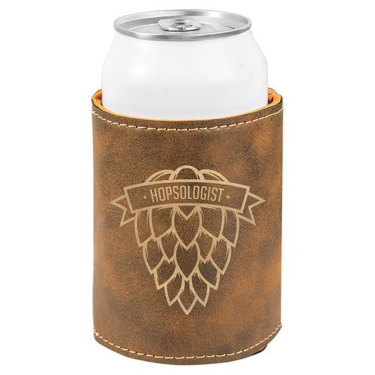 3 3/4" Rustic/Gold Laserable Leatherette Beverage Holder (Sold by Case of 25)