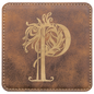4" x 4" Square Rustic/Gold Laserable Leatherette Coaster (Sold by Case of 6)