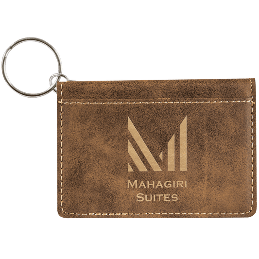 4 1/4" x 3" Rustic/Gold Laserable Leatherette Keychain ID Holder (Sold by Case of 10)