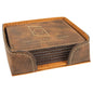 4" x 4" Rustic/Gold Square Laserable Leatherette 6-Coaster Set (Sold by Case of 4)