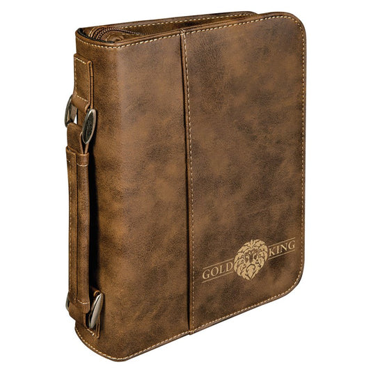 6 3/4" x 9 1/4" Rustic/Gold Leatherette Book/Bible Cover with Handle & Zipper (Sold by Case of 6)