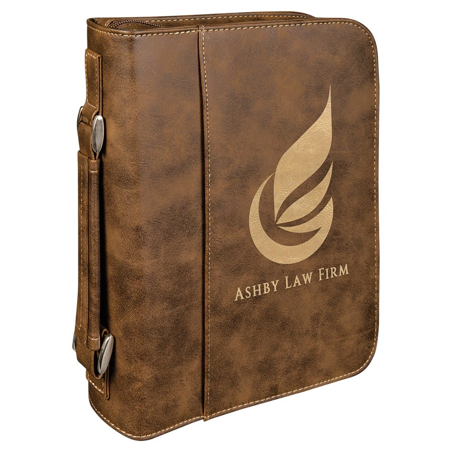 7 1/2" x 10 3/4" Rustic/Gold Leatherette Book/Bible Cover with Handle & Zipper (Sold by Case of 6)