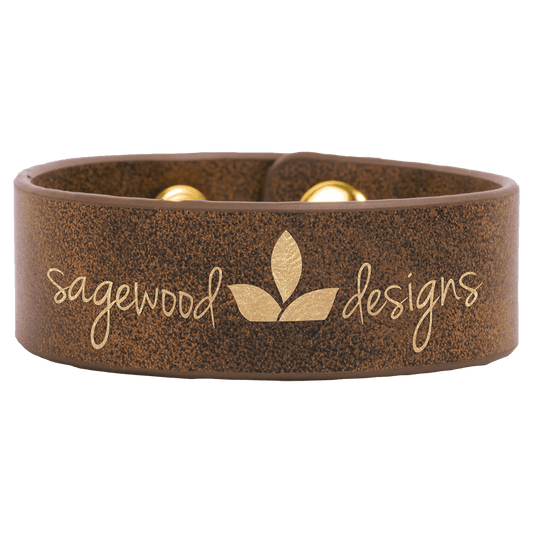9 1/2" x 1" Rustic/Gold Laserable Leatherette Cuff Bracelet (Sold by Case of 10)