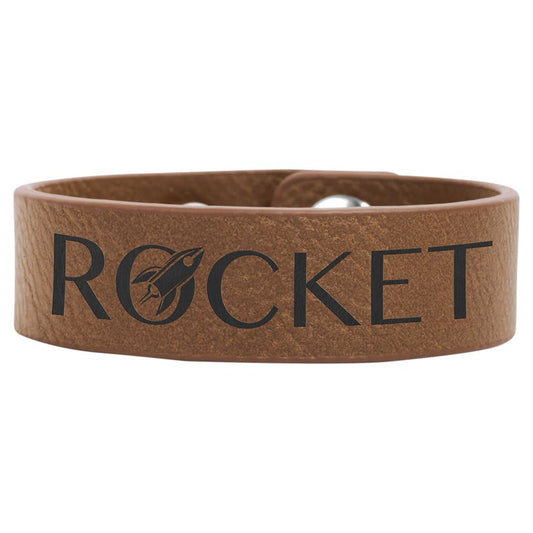 8 1/2" x 3/4" Dark Brown Laserable Leatherette Youth Cuff Bracelet (Sold by Case of 10)