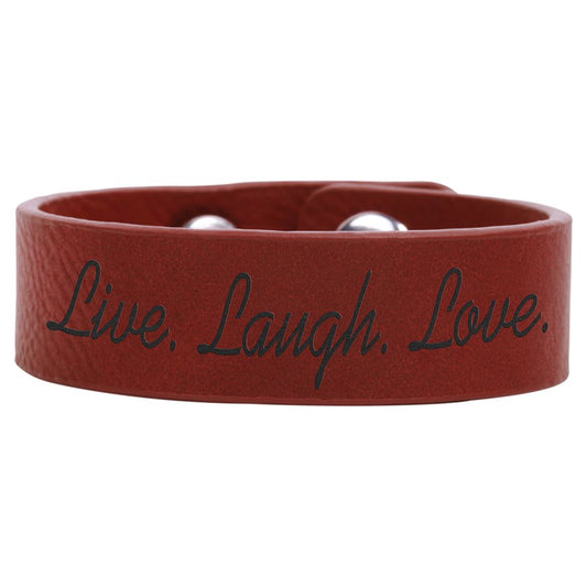 8 1/2" x 3/4" Rose Laserable Leatherette Youth Cuff Bracelet (Sold by Case of 10)
