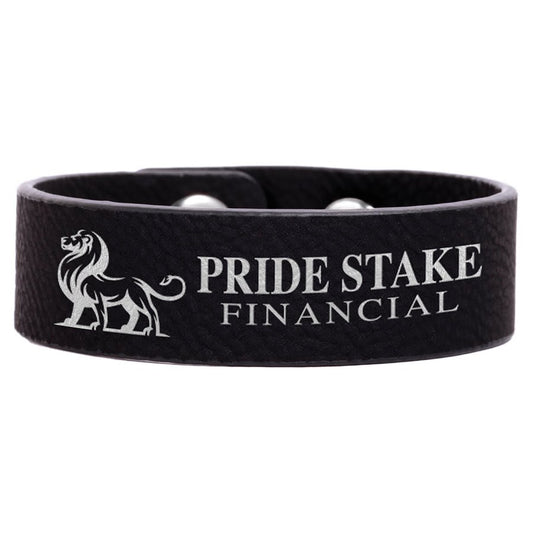 8 1/2" x 3/4" Black/Silver Laserable Leatherette Youth Cuff Bracelet (Sold by Case of 10)