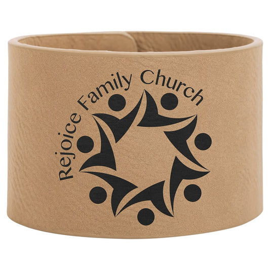 9 1/2" x 2" Light Brown Laserable Leatherette Cuff Bracelet (Sold by Case of 10)