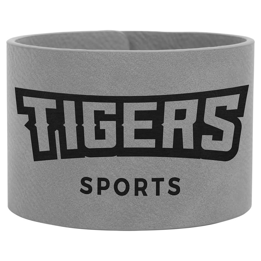 9 1/2" x 2" Gray Laserable Leatherette Cuff Bracelet (Sold by Case of 10)