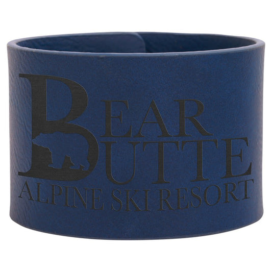 9 1/2" x 2" Blue/Black Laserable Leatherette Cuff Bracelet (Sold by Case of 10)